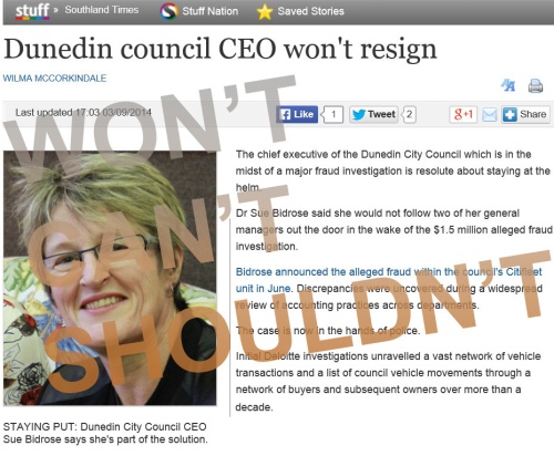 Southland Times 3.9.14 Dunedin council CEO won't resign (stuff.co.nz - screenshot) 14