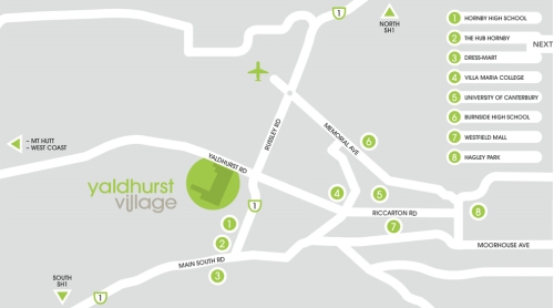 Yaldhurst Village location map [villagelife.co.nz]